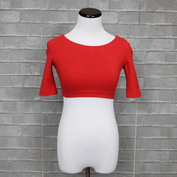 Urban Outfitters BDG Delaney Half-Sleeve Crop Red XS - Picture 4 of 7